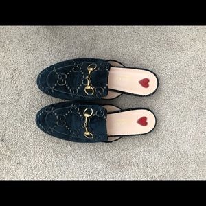Gucci Princeton GG velvet blue slipper